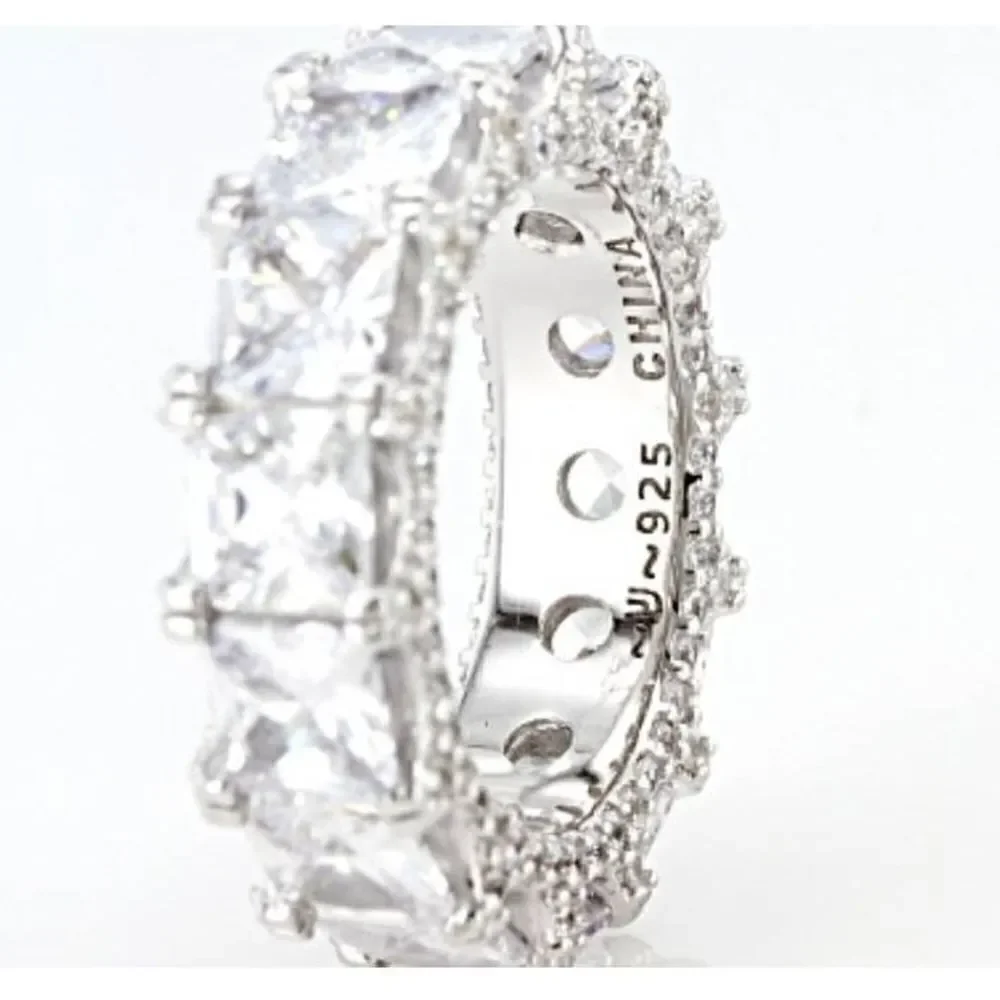 Stunning New 15.13 Princess & Round Cut Sim Diamond Eternity Band Ring Sz 8